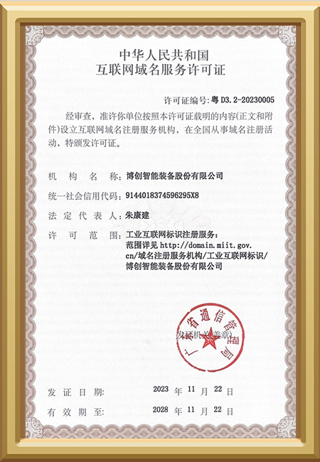 国家互联网域名服务许可证